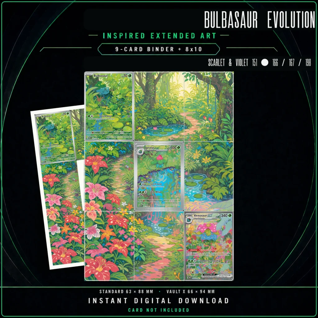 Bulbasaur, Ivysaur & Venusaur ex - 151 Evolution 9-Pocket Binder Art